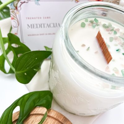 Sveča meditacija 500g Sveča Meditacija – Sojina sveča z mešanico eteričnih olj (500g)
