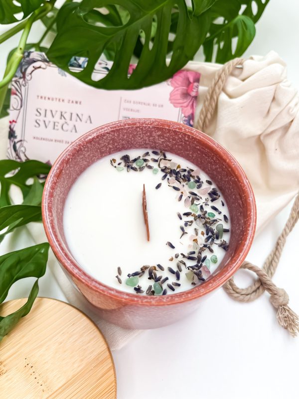 Sivkina sveča - Sojina sveča z mešanico EO (300 g)